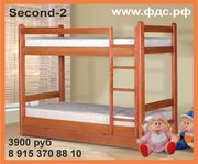 Second 2 Двухъярусная кровать  для взрослых и подростков из массива 
