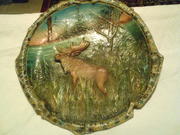 антиквариат тарелки керамические круглые с изображением русской природ